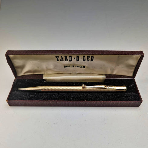British Vintage Yard O Red Rolled Gold Round Axis Propulsion Pencil in Case